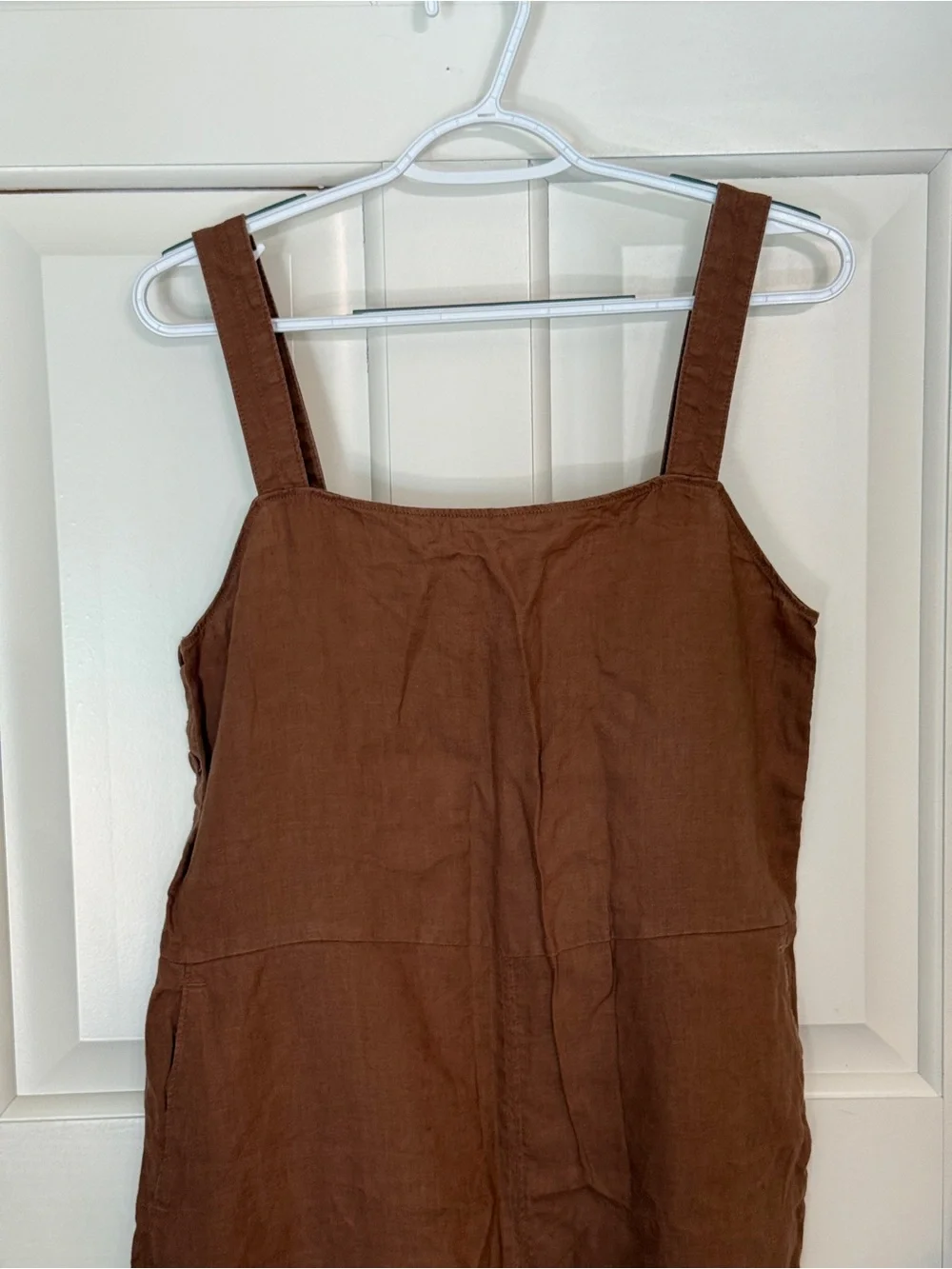 Everlane The Linen Side-Button Jumpsuit Wide Leg Brown Pockets 25694